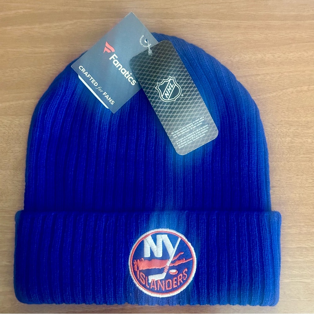 NHL New York Islanders Fanatics Logo Cuffed Knit Beanie Hat Deep Royal Blue